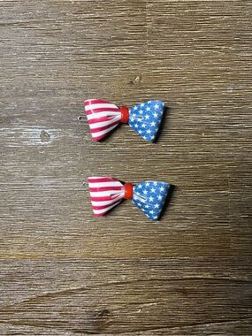 Patriotic Star & Stripe Kids Hair Bows - Red, White & Blue